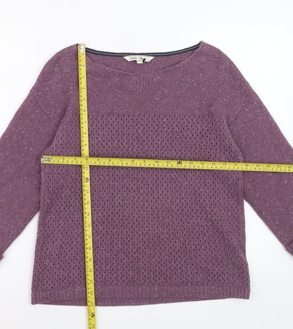 Fat Face Women Dusty Mauve Cotton Jumper Size 10 Boat Neck Knit