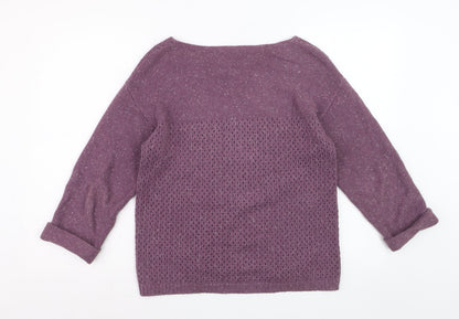 Fat Face Women Dusty Mauve Cotton Jumper Size 10 Boat Neck Knit
