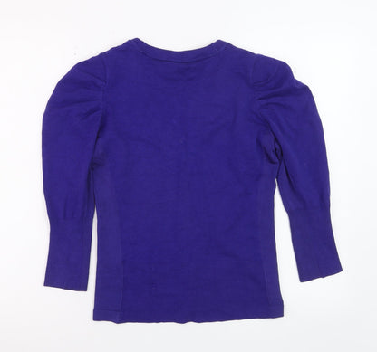 Karen Millen Women Purple V-Neck Cardigan Size 12 Slim Fit