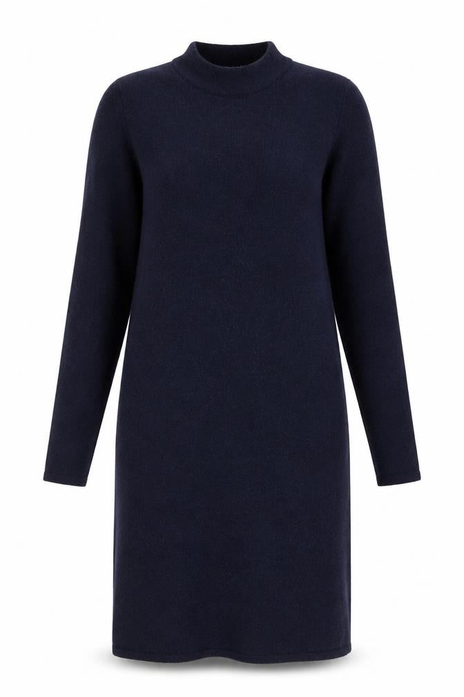 Mango Women's Blue Knit High Neck Long Sleeve Sweater Dress Size 12