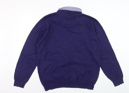 Pierre Cardin Men Blue 4XL V-Neck Cotton Pullover Jumper