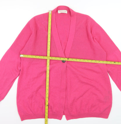 The Cashmere Centre Women’s Pink 2XL V-Neck Pure Cashmere Cardigan