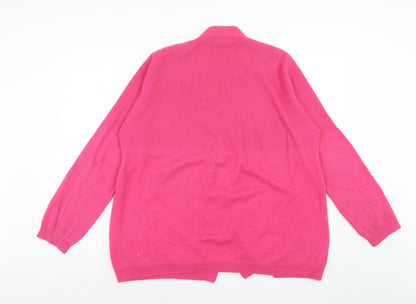 The Cashmere Centre Women’s Pink 2XL V-Neck Pure Cashmere Cardigan