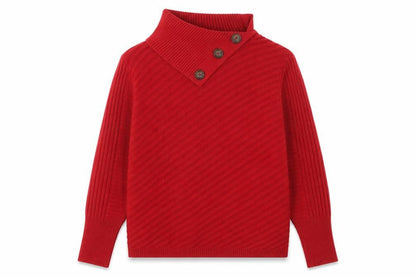 Roman Women Red Size 14 Wool Blend Button Neck Jumper