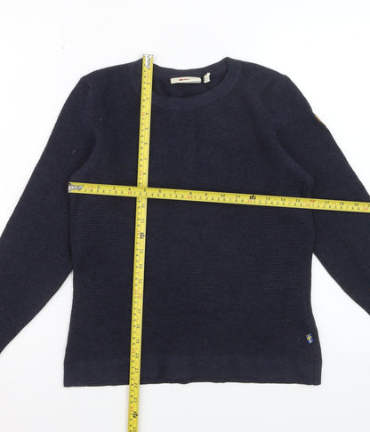 Fjällräven Women's Navy Wool Jumper Medium Crew Neck Long Sleeve