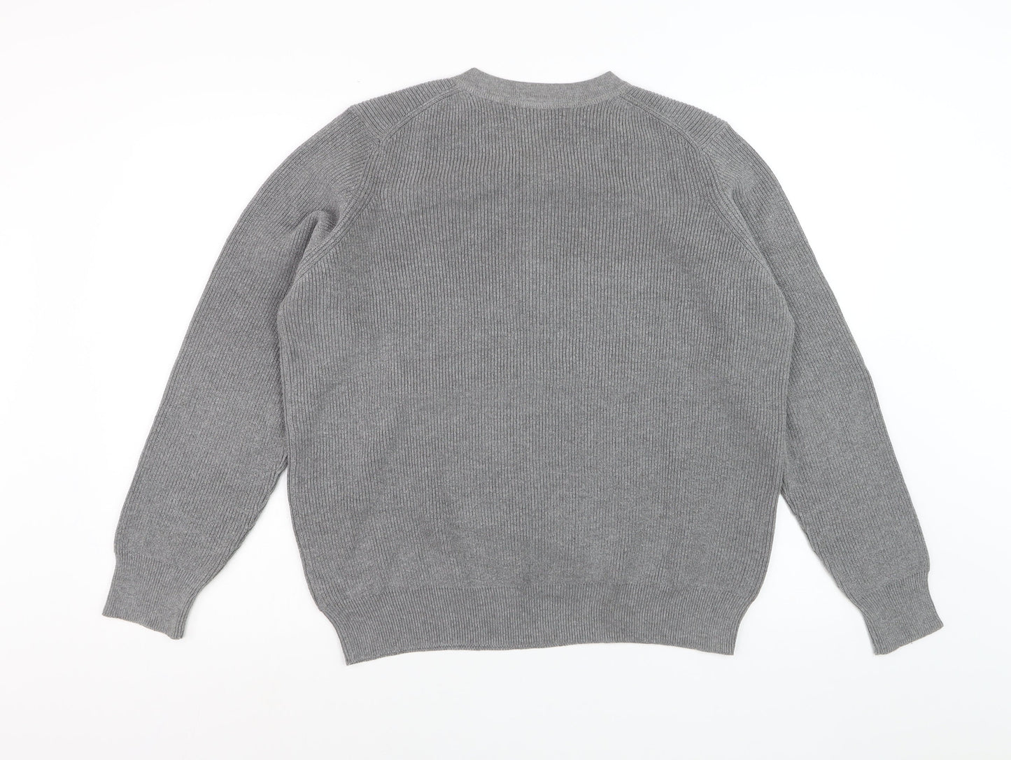 Marks and Spencer Men's Grey Henley Knit Jumper Size L