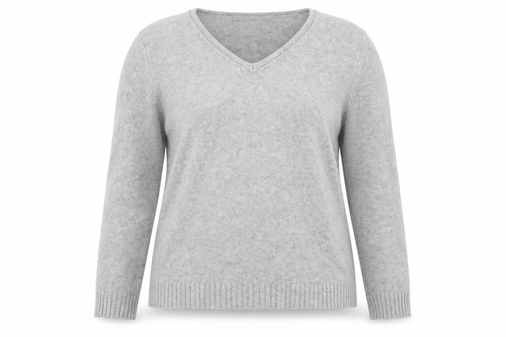 Vila Women Grey V-Neck Pullover Jumper Size L Soft Knit