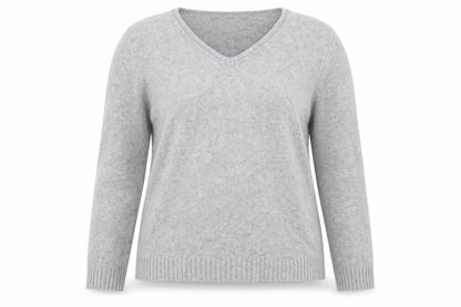 Vila Women Grey V-Neck Pullover Jumper Size L Soft Knit