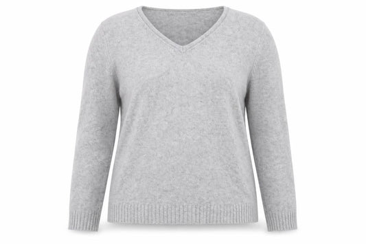Vila Women Grey V-Neck Pullover Jumper Size L Soft Knit