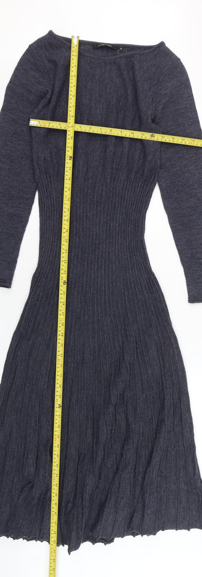 Lauren Vidal Womens Grey Knit Fit & Flare Dress Size M