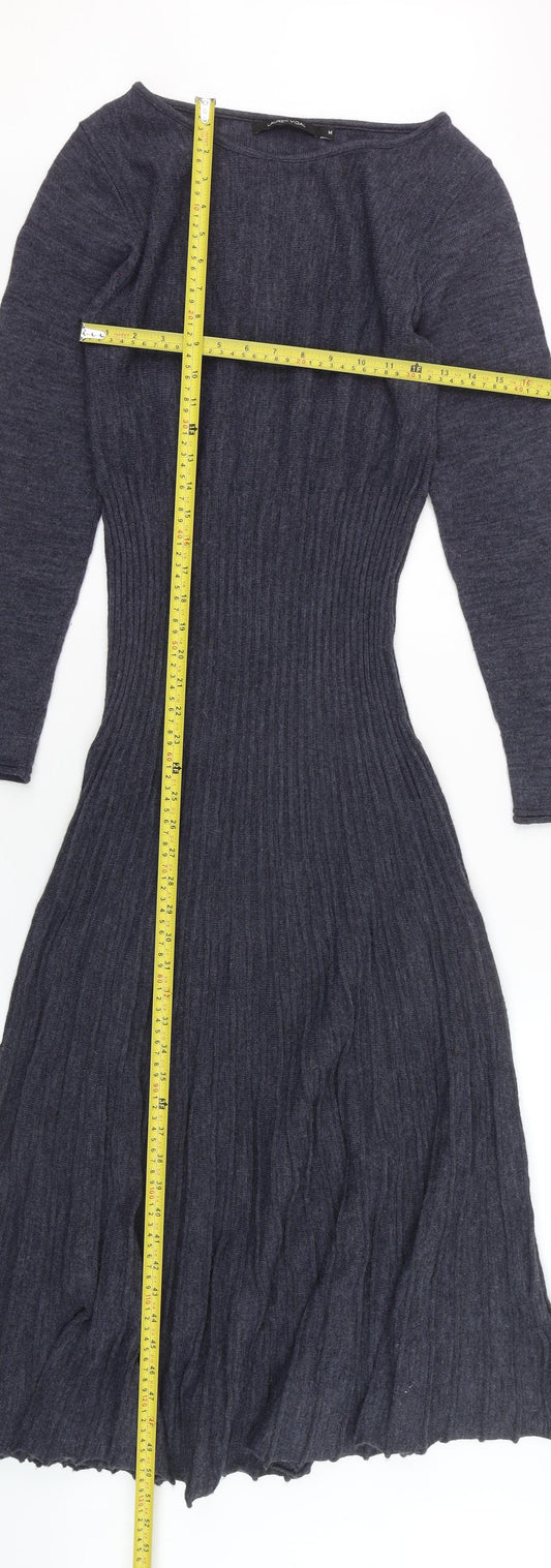 Lauren Vidal Womens Grey Knit Fit & Flare Dress Size M