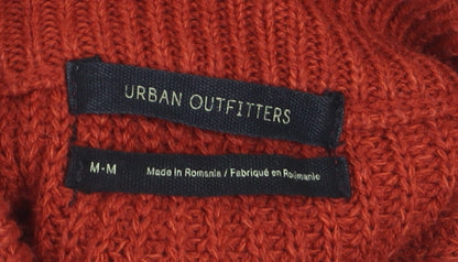 Urban Outfitters Women’s Red Half Zip Knit Jumper Size M Acrylic Cotton