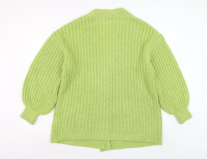 Stradivarius Womens Green Chunky Knit V-Neck Cardigan XS
