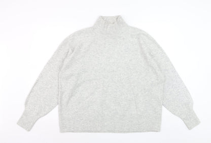 H&M Women Grey Mock Neck Long Sleeve Knit Jumper Size 14