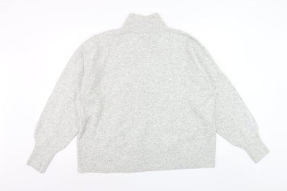 H&M Women Grey Mock Neck Long Sleeve Knit Jumper Size 14