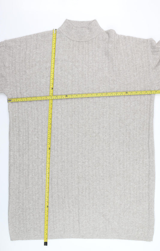 George Women Beige Plus 2XL Knit High Neck Sweater Dress
