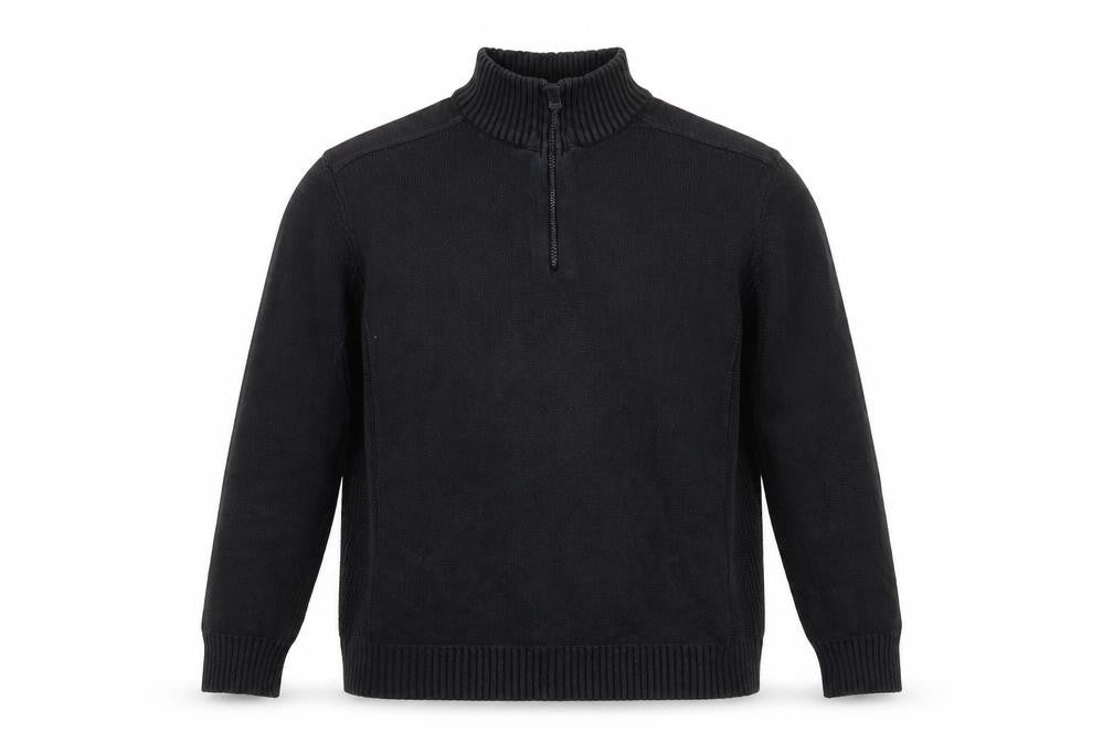Easy Men’s Black Cotton 1/2 Zip High Neck Jumper Size L