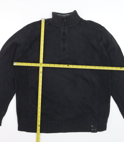 Easy Men’s Black Cotton 1/2 Zip High Neck Jumper Size L