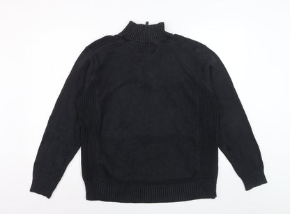Easy Men’s Black Cotton 1/2 Zip High Neck Jumper Size L