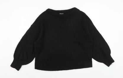 H&M Womens Black Wool Blend Crew Neck Pullover Jumper Size 12