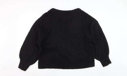 H&M Womens Black Wool Blend Crew Neck Pullover Jumper Size 12