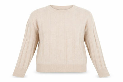 H&M Women Beige Wool Mohair Blend Cable-Knit Jumper L