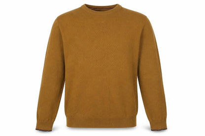 Easy Men's Brown Cotton Blend Regular Fit Crew Neck Jumper Size S