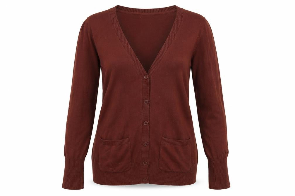 Bench Women's Brown Cotton V-Neck Cardigan Size 12