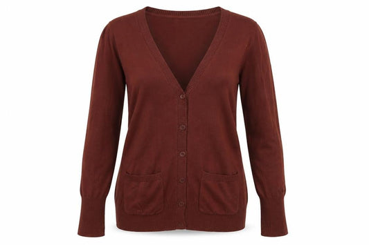 Bench Women's Brown Cotton V-Neck Cardigan Size 12