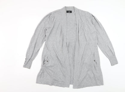 Wallis Women’s Grey Longline Cardigan Size 14 Lightweight Knit