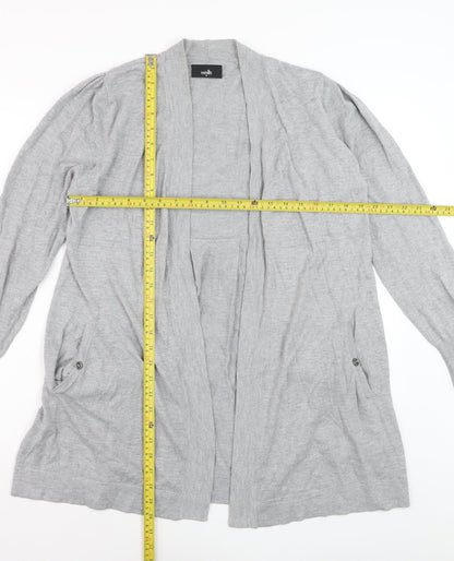 Wallis Women’s Grey Longline Cardigan Size 14 Lightweight Knit