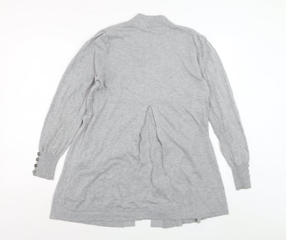 Wallis Women’s Grey Longline Cardigan Size 14 Lightweight Knit