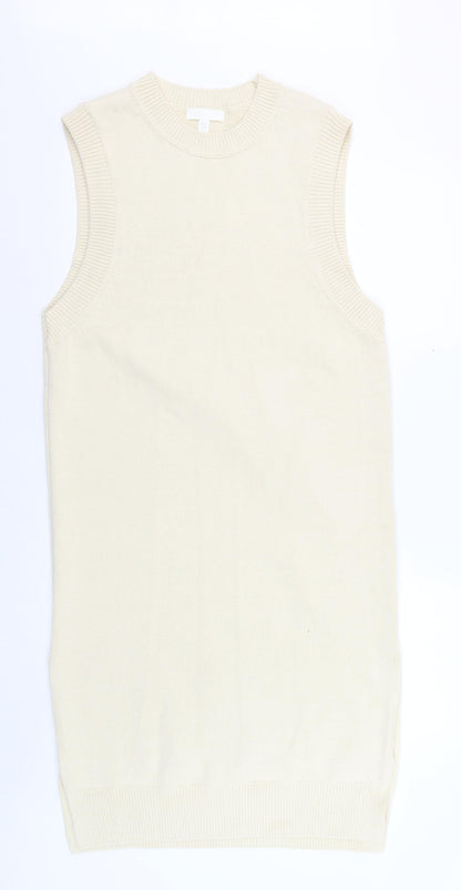 H&M Women Beige Sleeveless Knit Tank Dress Size 12