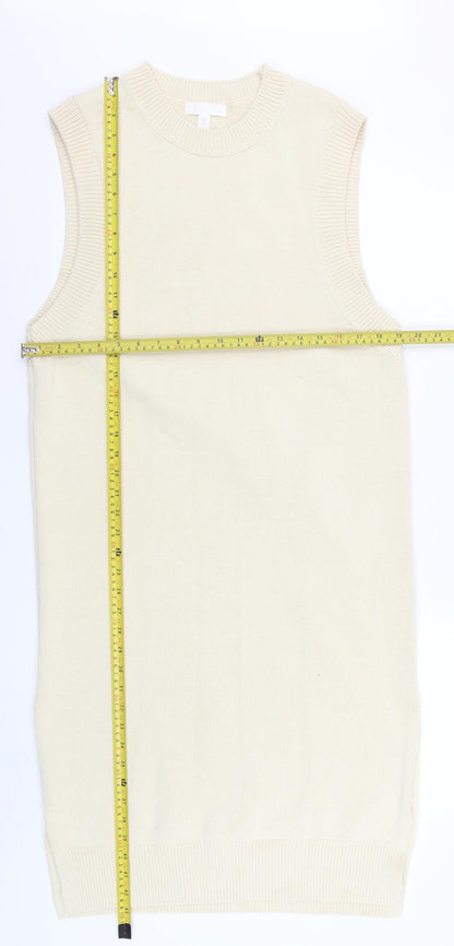 H&M Women Beige Sleeveless Knit Tank Dress Size 12