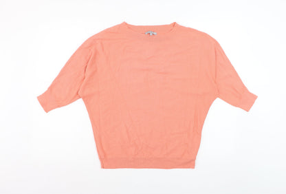 Oliver Bonas Women's Pink Knit Blouse UK 6 Relaxed Crew Neck Top