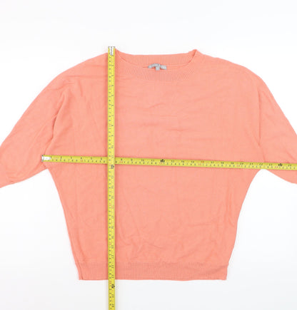 Oliver Bonas Women's Pink Knit Blouse UK 6 Relaxed Crew Neck Top