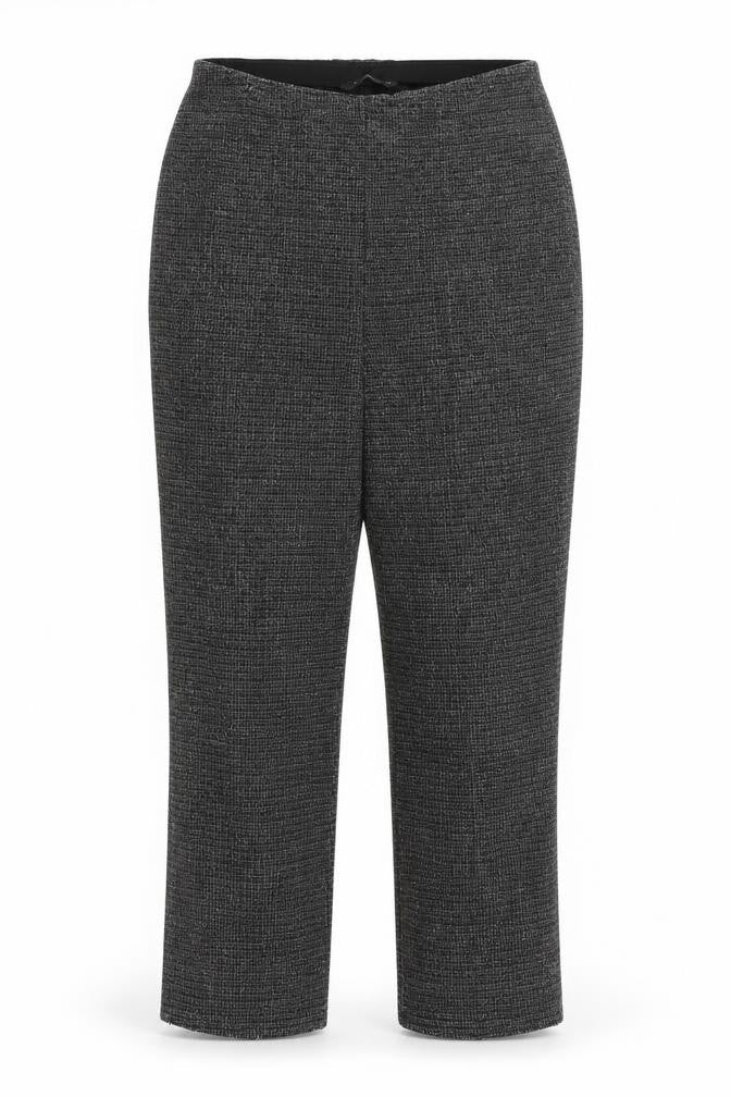 Bonmarché Women's Grey Check Straight Leg Trousers Size 16