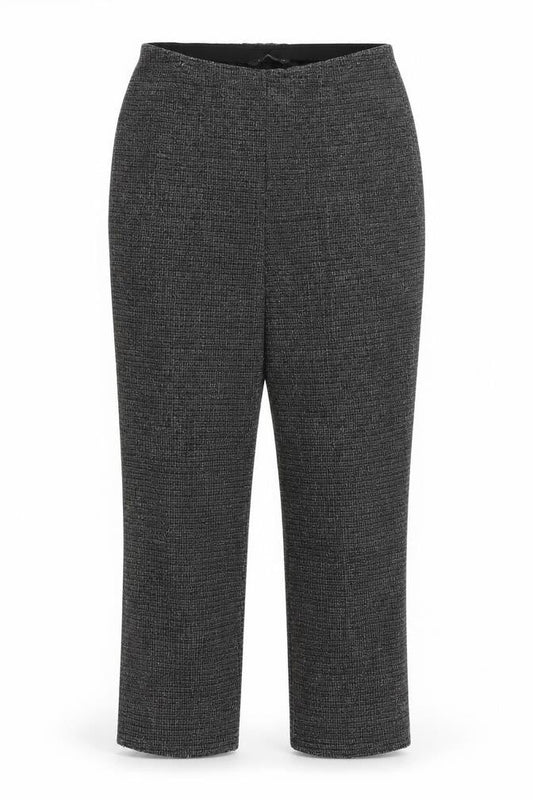Bonmarché Women's Grey Check Straight Leg Trousers Size 16