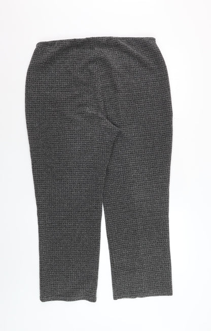 Bonmarché Women's Grey Check Straight Leg Trousers Size 16