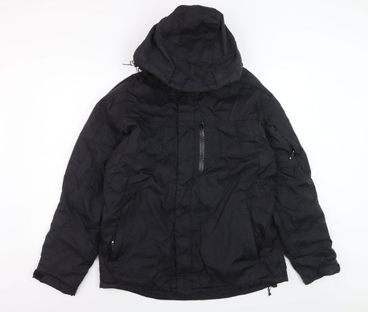 Ripley Men's Black Hooded Puffer Jacket L Waterproof Winter Coat