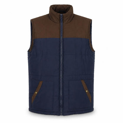 Atlas For Men Blue Brown Padded Bodywarmer Waistcoat L Outdoor Hiking