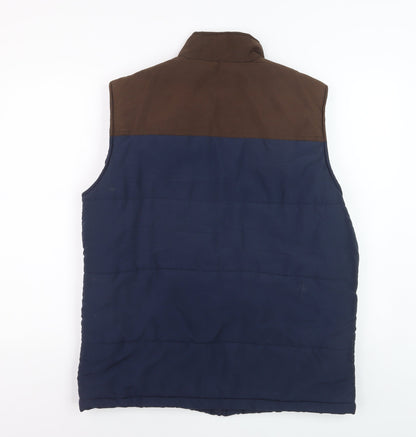 Atlas For Men Blue Brown Padded Bodywarmer Waistcoat L Outdoor Hiking