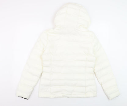 Marks and Spencer Women's White Puffer Jacket Size 10 Hooded Winter Coat