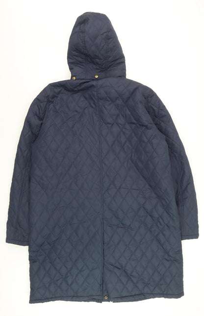 Cotton Traders Women’s Blue Quilted Long Hooded Coat XL