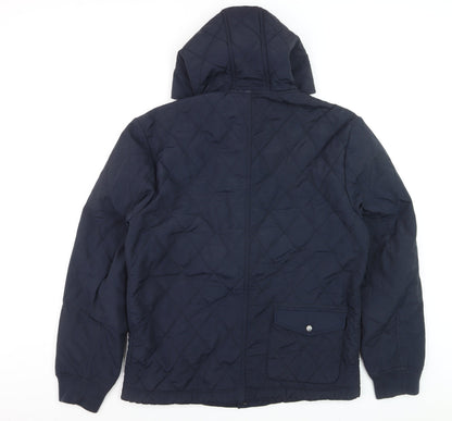 Duck and Cover Men's Blue Quilted Hooded Jacket XL