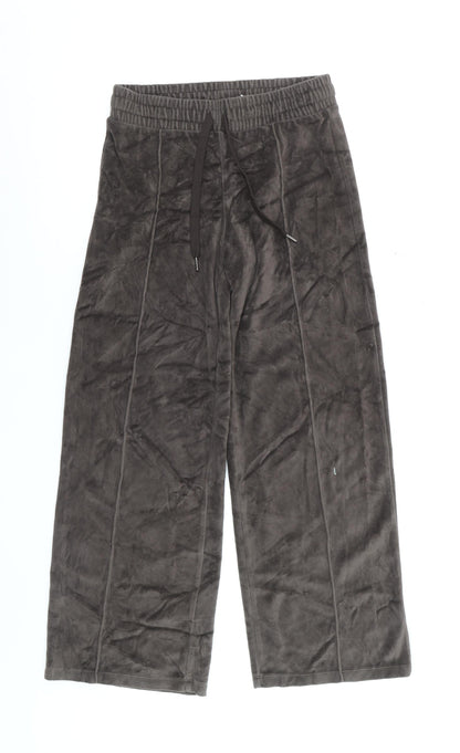 H&M Divided Womens Brown Velour Wide Leg Sweatpants XS