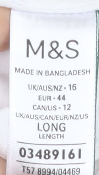 Marks and Spencer Womens White Linen Blend Wide Leg Trousers Size 16