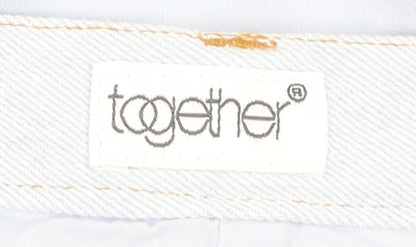 Together Women Blue Midi A-Line Button Front Skirt Size 14