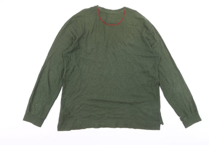 White Stuff Men's Green Long Sleeve Cotton Crew Neck T-Shirt Size L