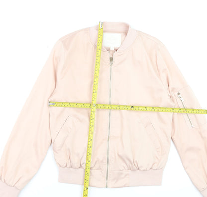 Vera & Lucy Women Pink Bomber Jacket M Polyester Lined Zip Pockets